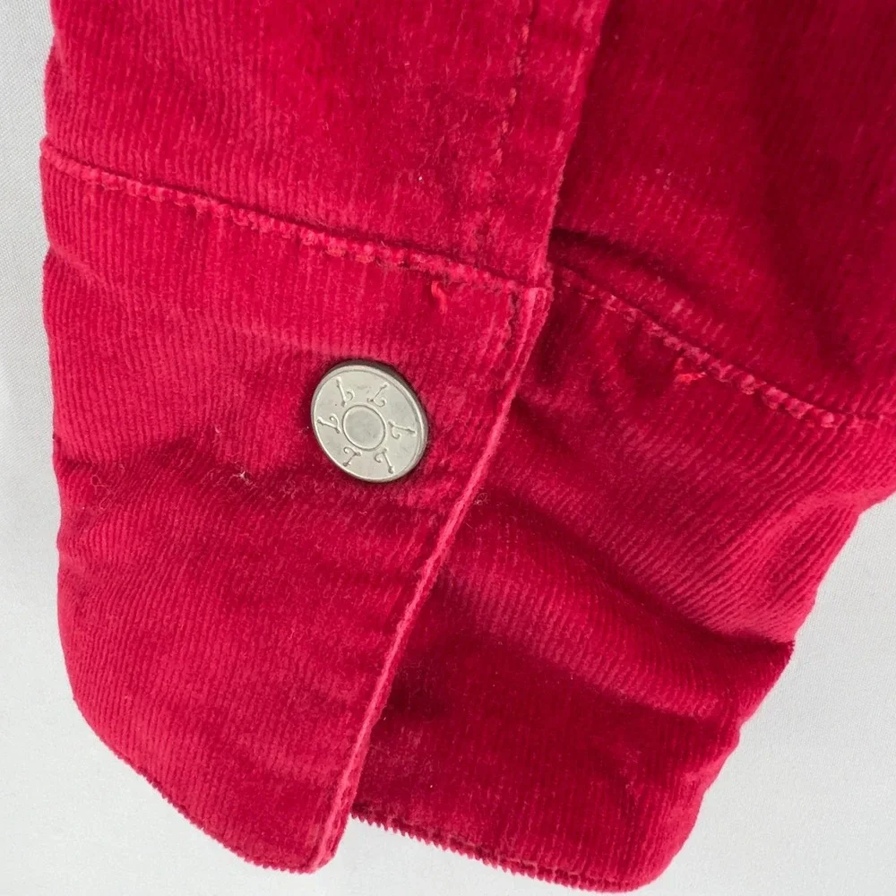 Dressbarn Womens Bright Red Fine Wale Corduroy Jacket Button Up Blazer Stretch M